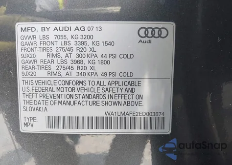 2014 Audi Q7 3.0 Tdi Premium z USA, uszkodzony, nr VIN WA1LMAFE2ED003874
